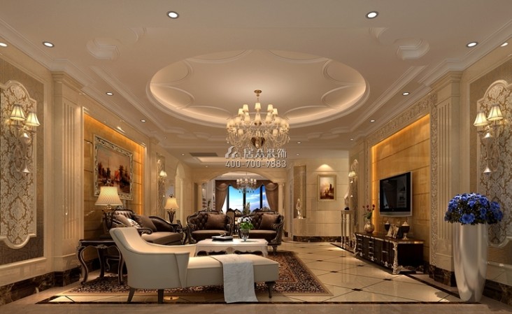 融创熙园186平方米欧式风格平层户型客厅装修效果图