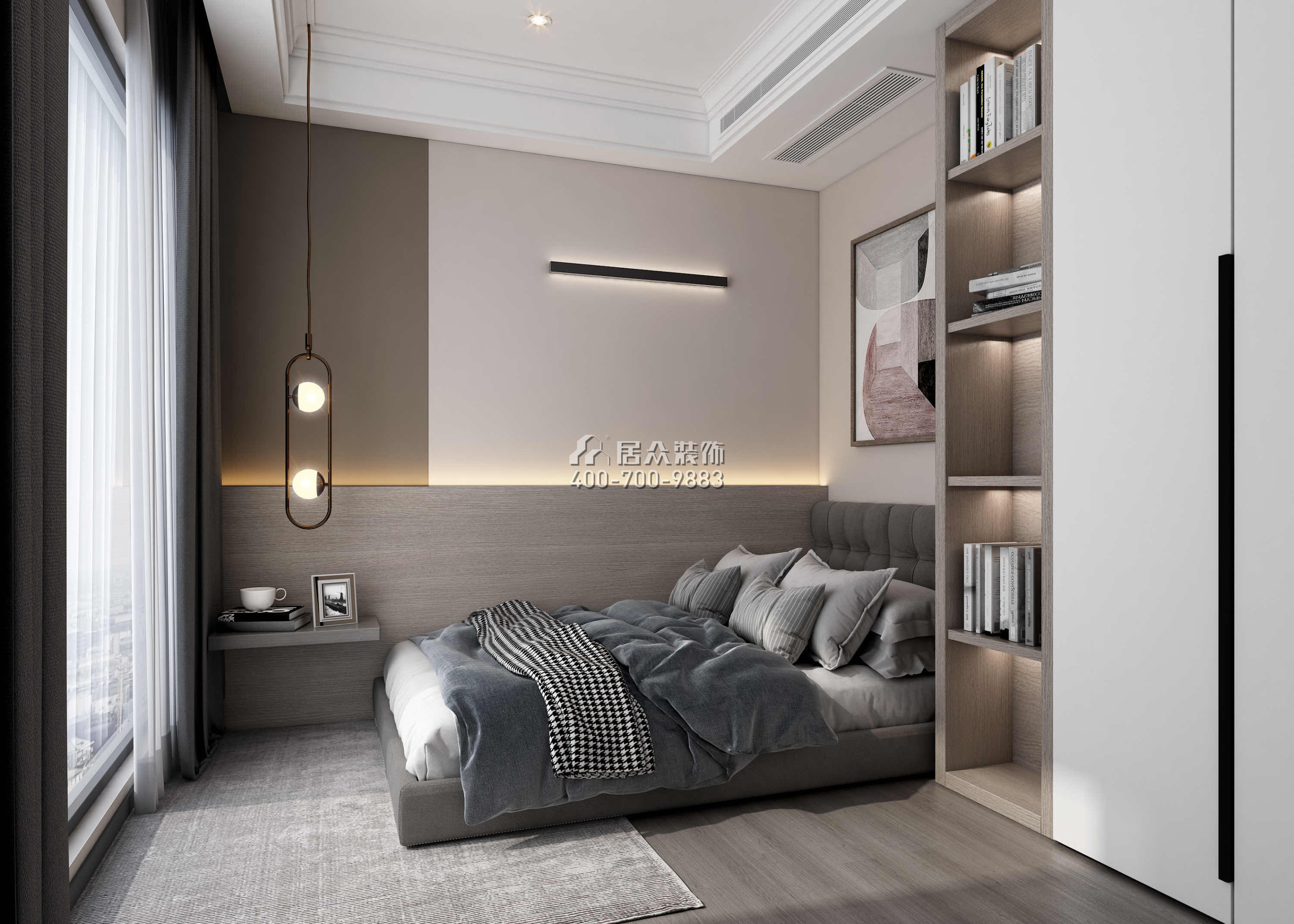 天鵝堡370平方米現代簡約風格平層戶型臥室裝修效果圖