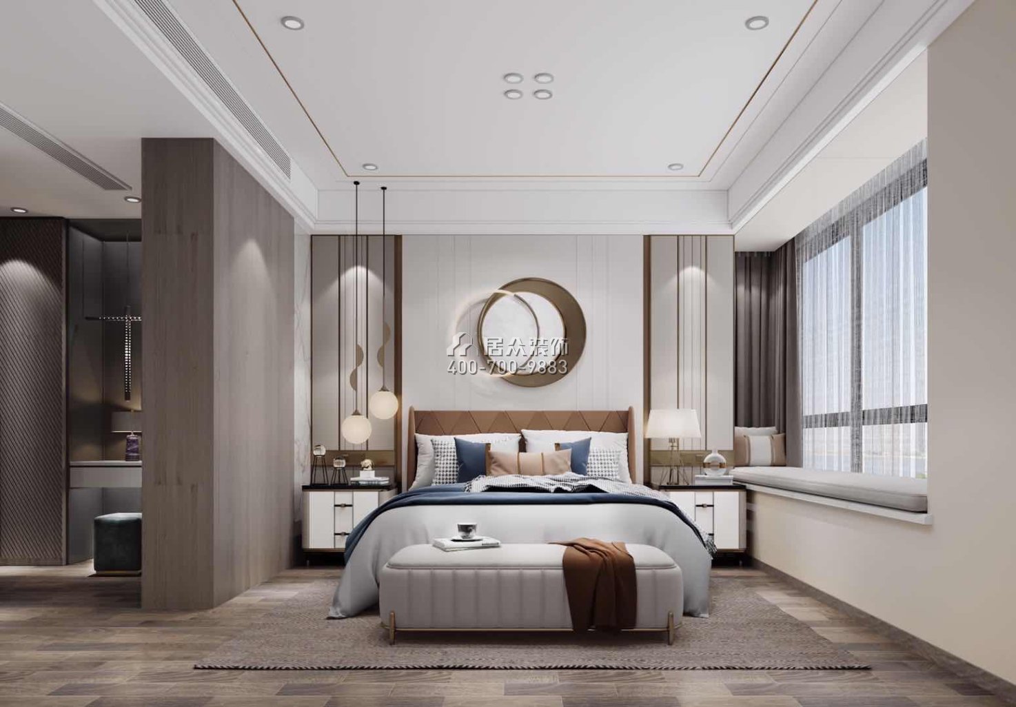 华发峰景湾134平方米现代简约风格平层户型卧室装修效果图