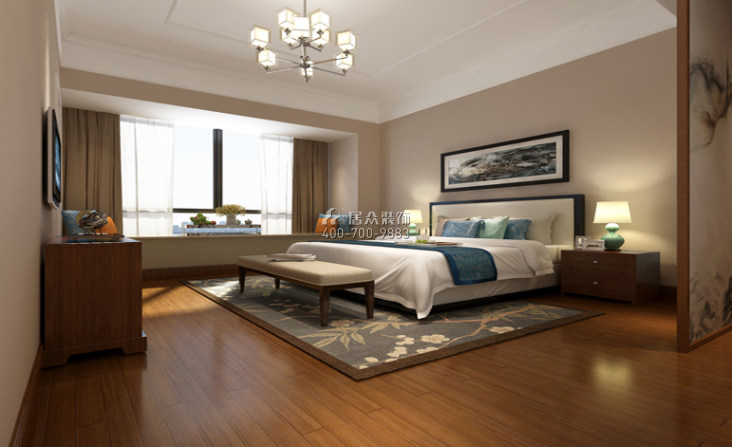 敏捷畔海御峰245平方米中式风格平层户型卧室装修效果图