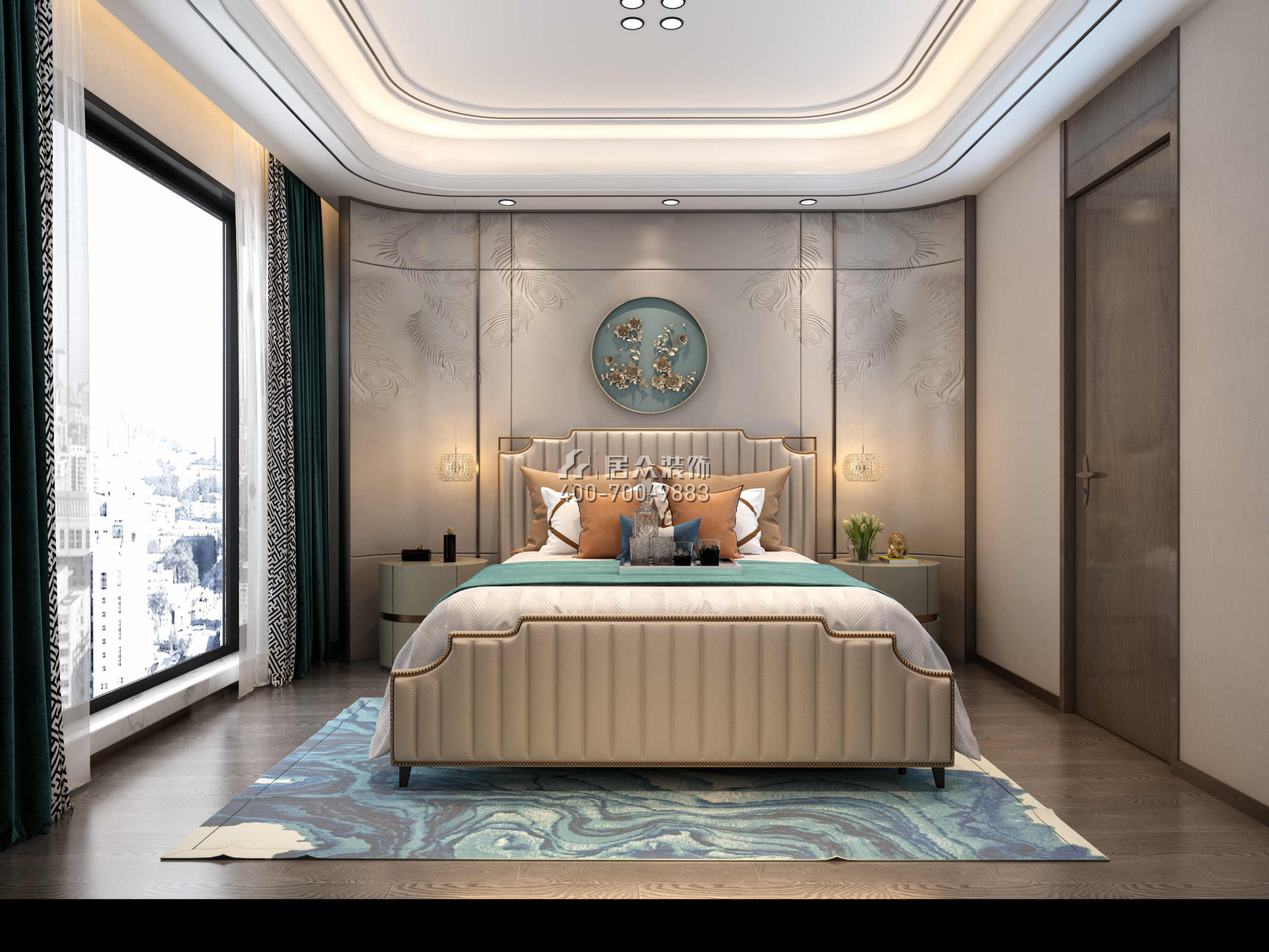 新天鹅堡289平方米现代简约风格平层户型卧室装修效果图