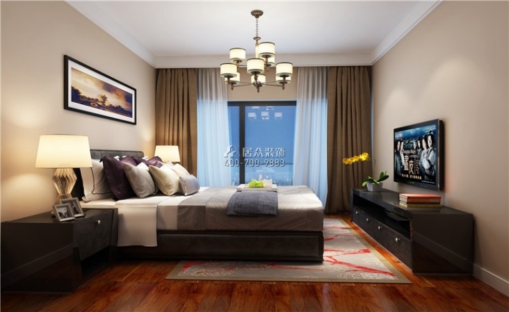 万科紫台300平方米现代简约风格别墅户型卧室装修效果图