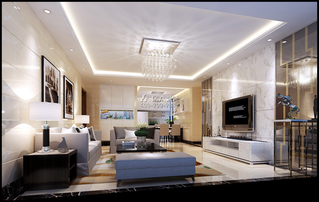 西薈城89平方米現代簡約風格平層戶型客廳裝修效果圖