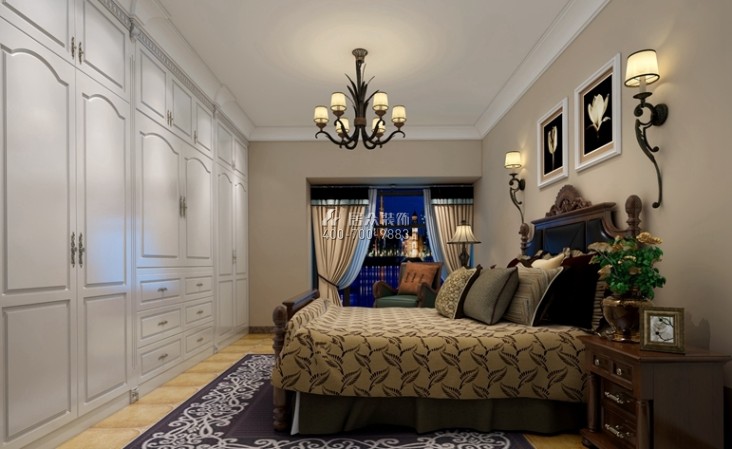 白马青秀150平方米美式风格平层户型卧室装修效果图