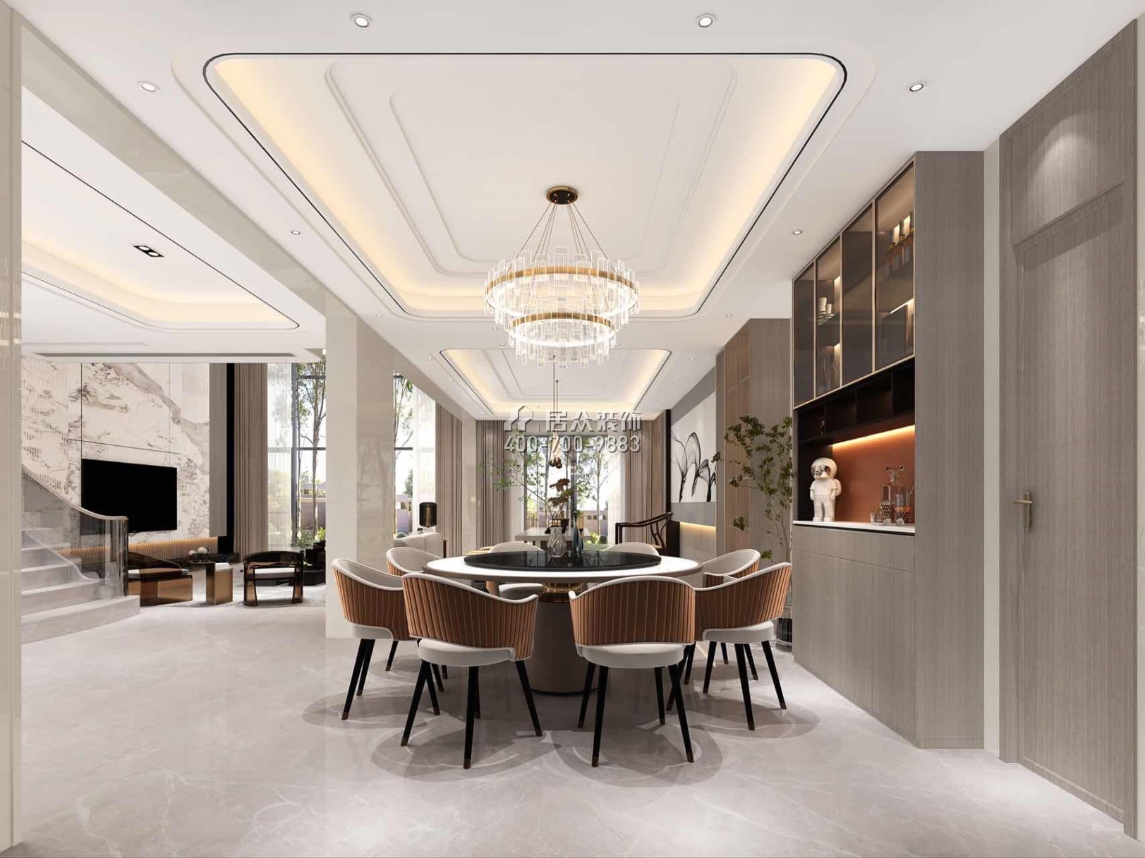 海逸豪庭321平方米现代简约风格别墅户型餐厅装修效果图