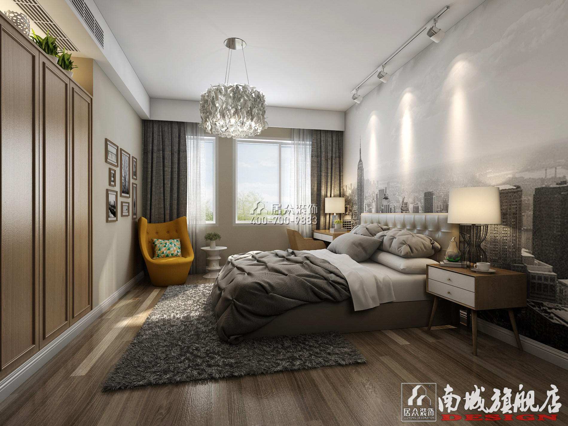 湘江雅颂居143平方米现代简约风格平层户型卧室装修效果图