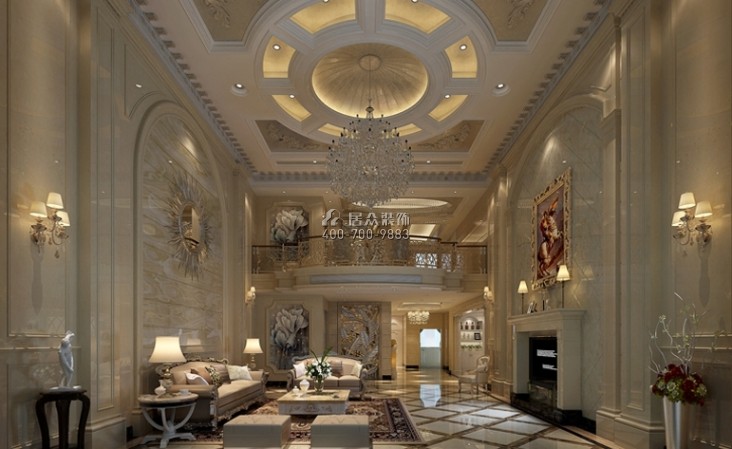 观海长廊500平方米欧式风格别墅户型客厅装修效果图