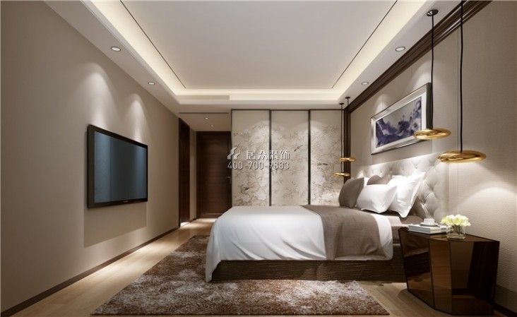 莱蒙水榭湾246平方米中式风格复式户型卧室装修效果图