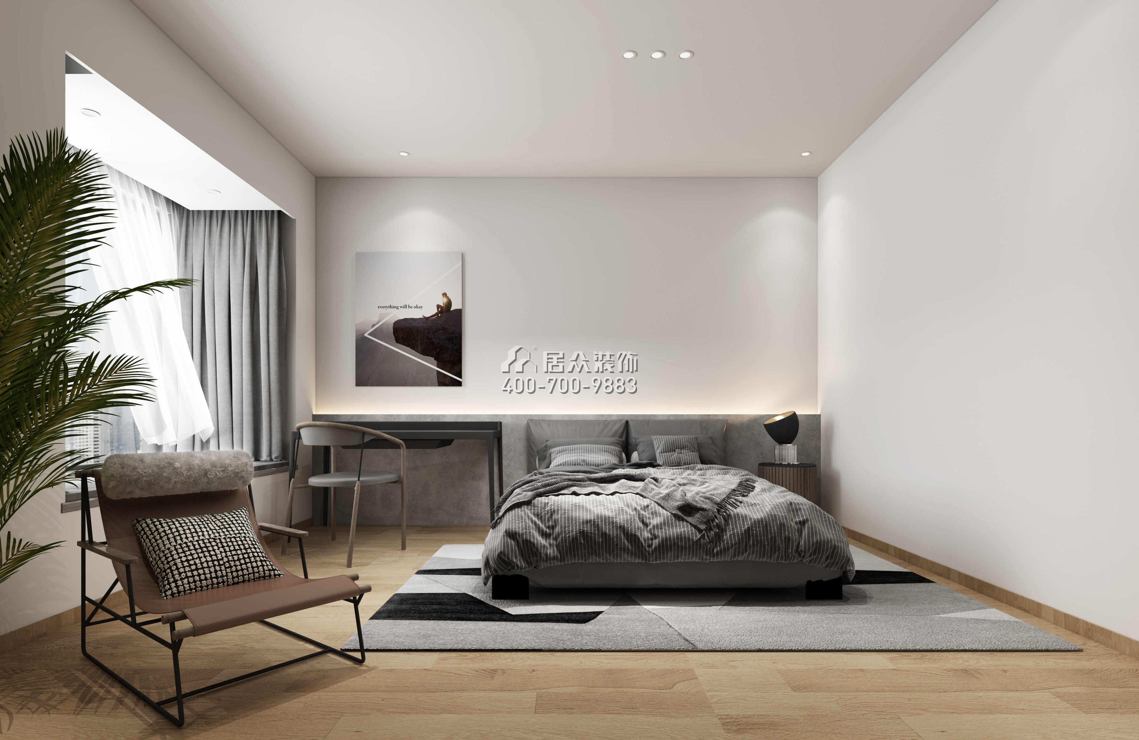 天鹅堡二期245平方米现代简约风格平层户型卧室九州平台官方网站（中国）有限公司效果图