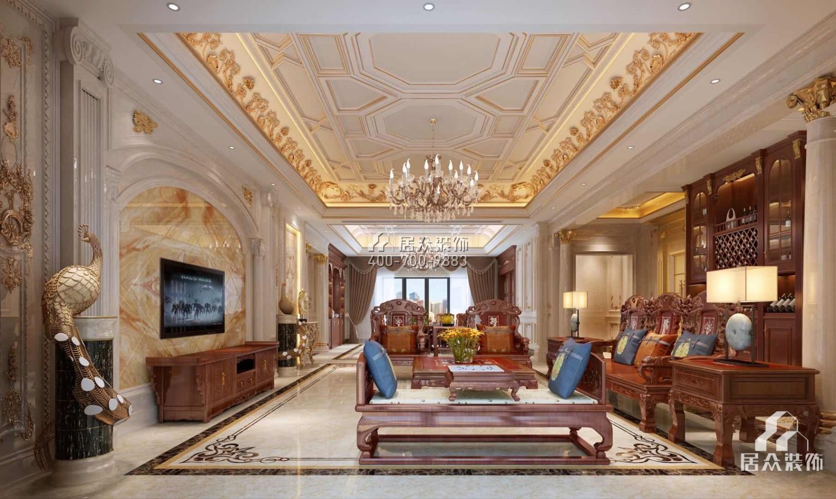 龍泉豪苑560平方米混搭風格平層戶型客廳裝修效果圖