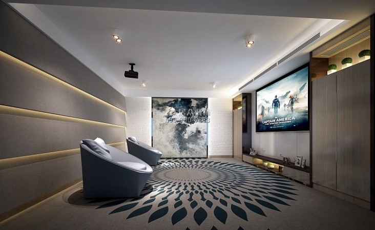 流金岁月200平方米现代简约风格复式户型娱乐室装修效果图