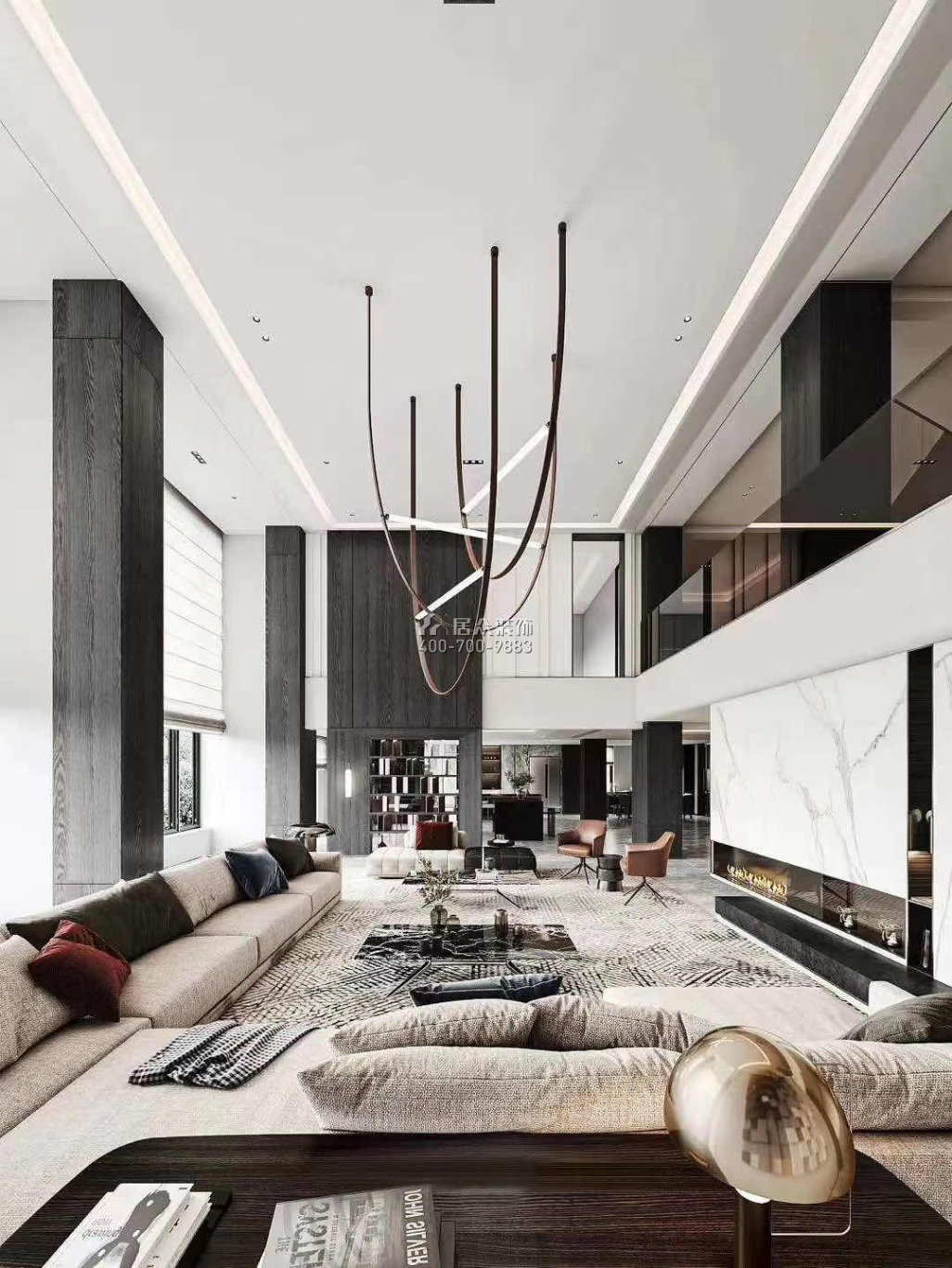 新天鵝堡560平方米現代簡約風格別墅戶型客廳裝修效果圖