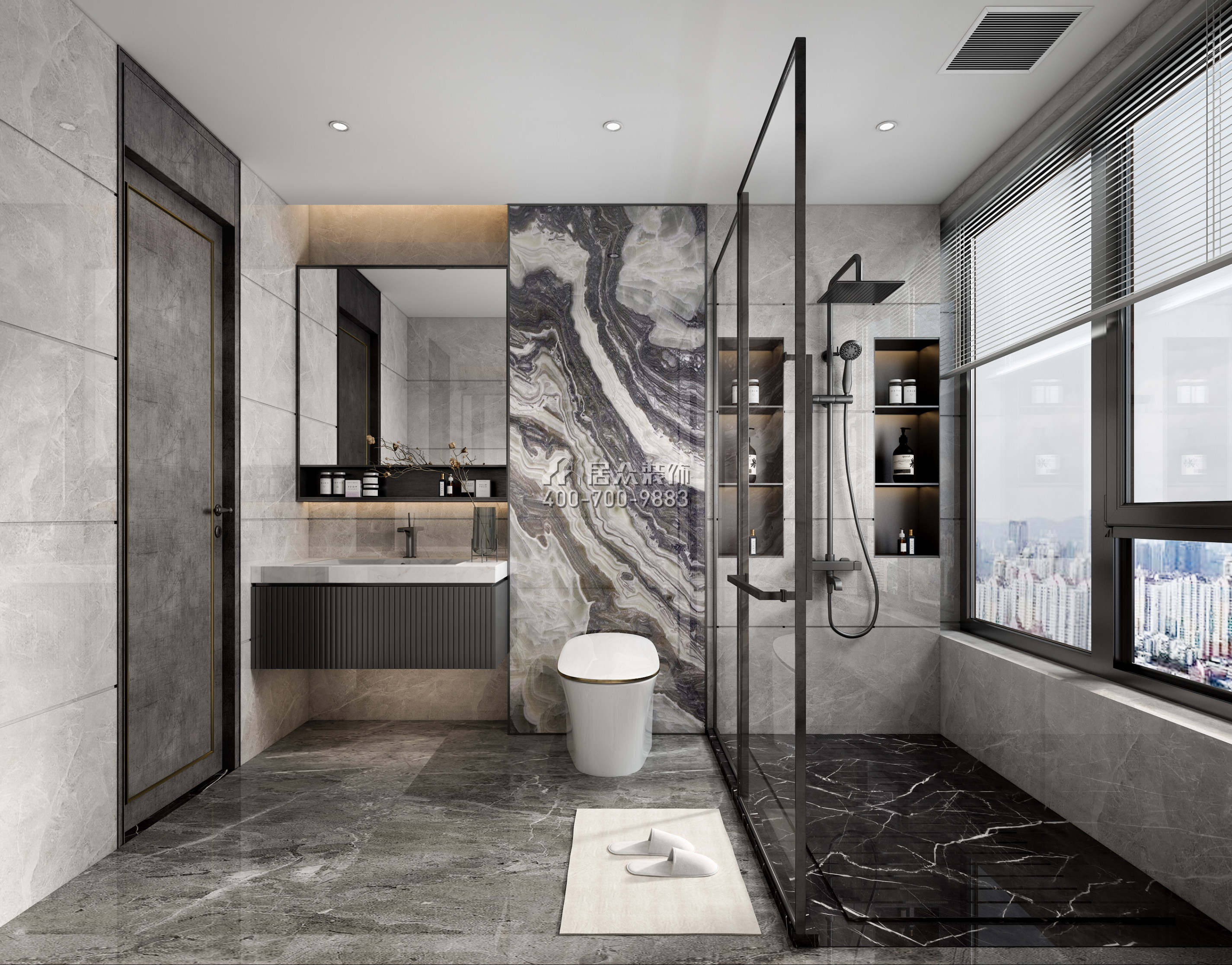 香山美墅五期145平方米现代简约风格平层户型卫生间装修效果图