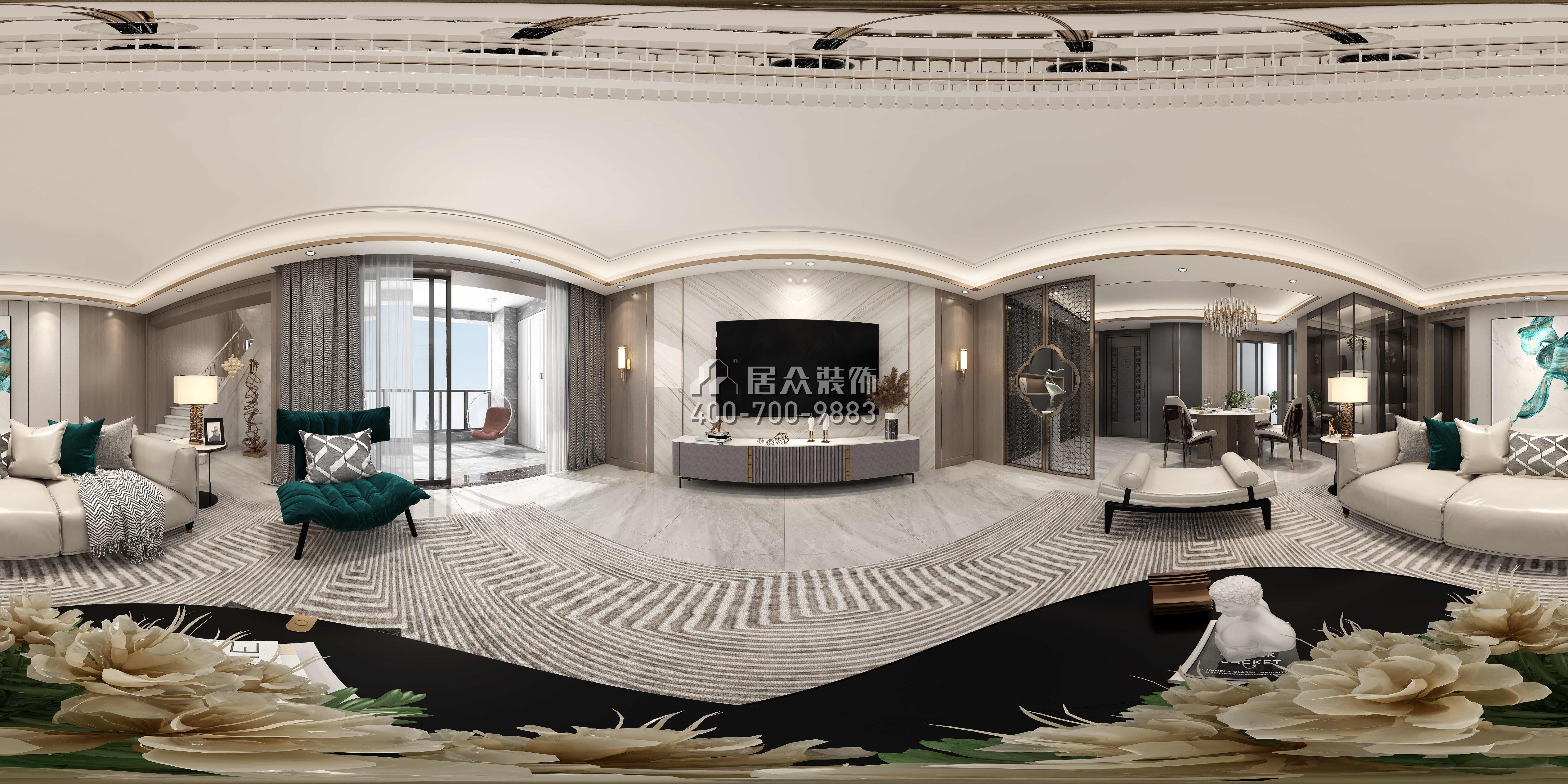 天玺一号200平方米现代简约风格复式户型客厅（中国）科技有限公司官网效果图