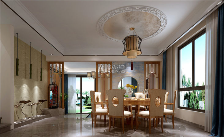 鼎峰尚境283平方米中式风格别墅户型餐厅装修效果图