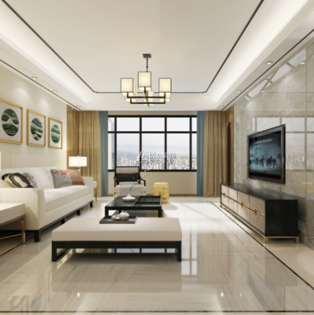 德景园159平方米中式风格平层户型客厅装修效果图