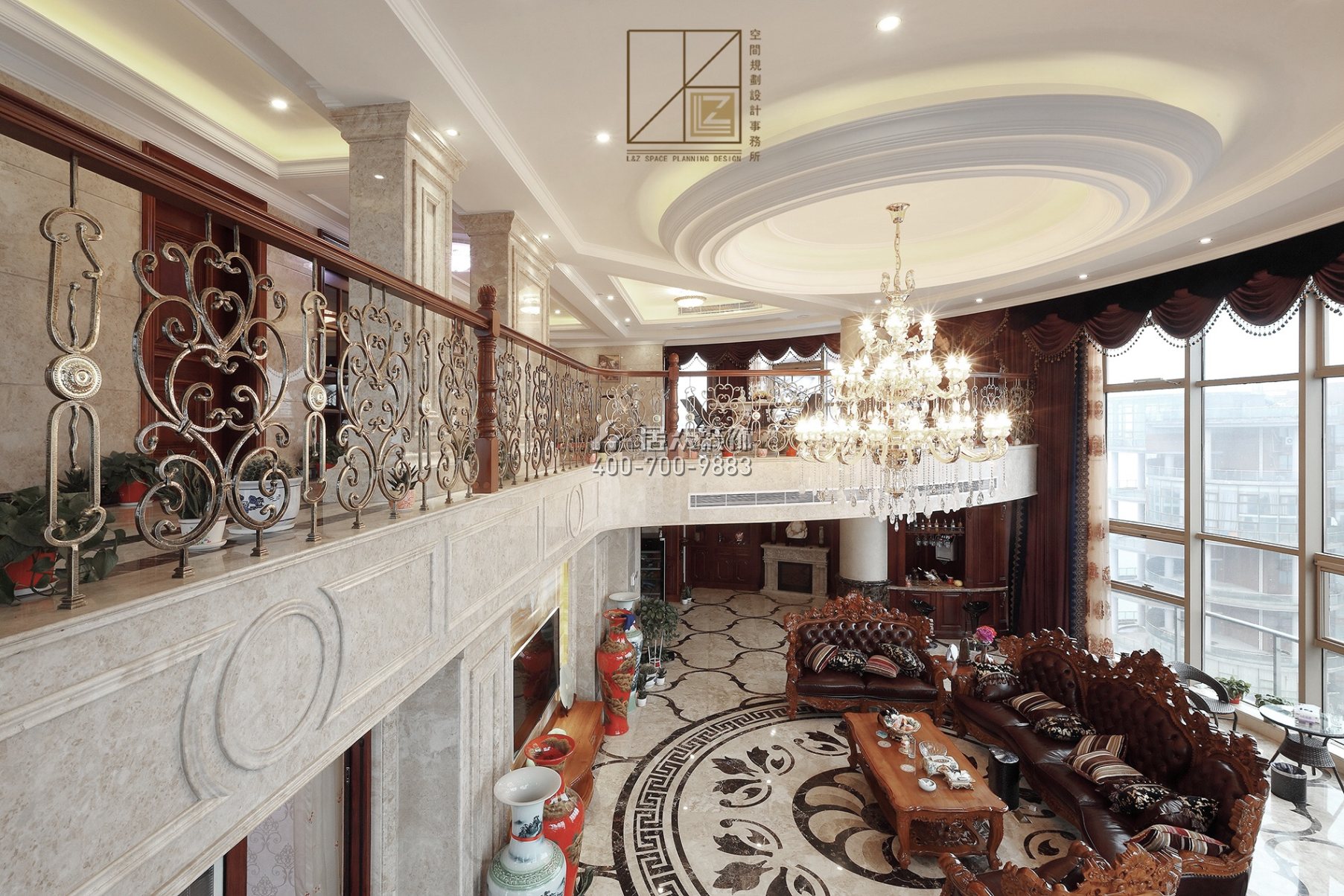 富湾国际720平方米美式风格复式户型客厅装修效果图