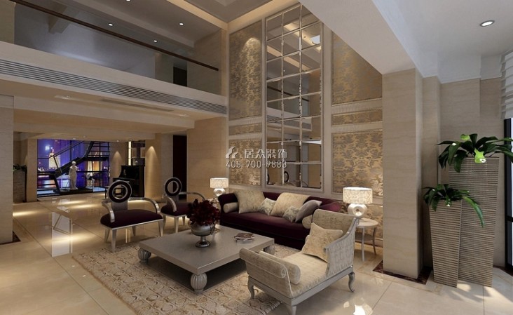 龍灣國際190平方米現代簡約風格復式戶型客廳裝修效果圖