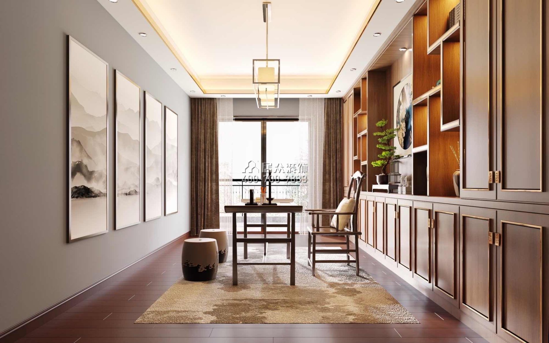 广东省珠海市香洲区216平方米中式风格平层户型茶室装修效果图