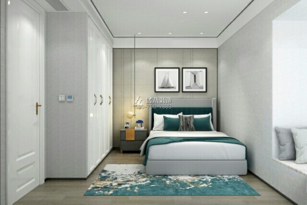 金地海景花园120平方米现代简约风格平层户型卧室kok电竞平台效果图