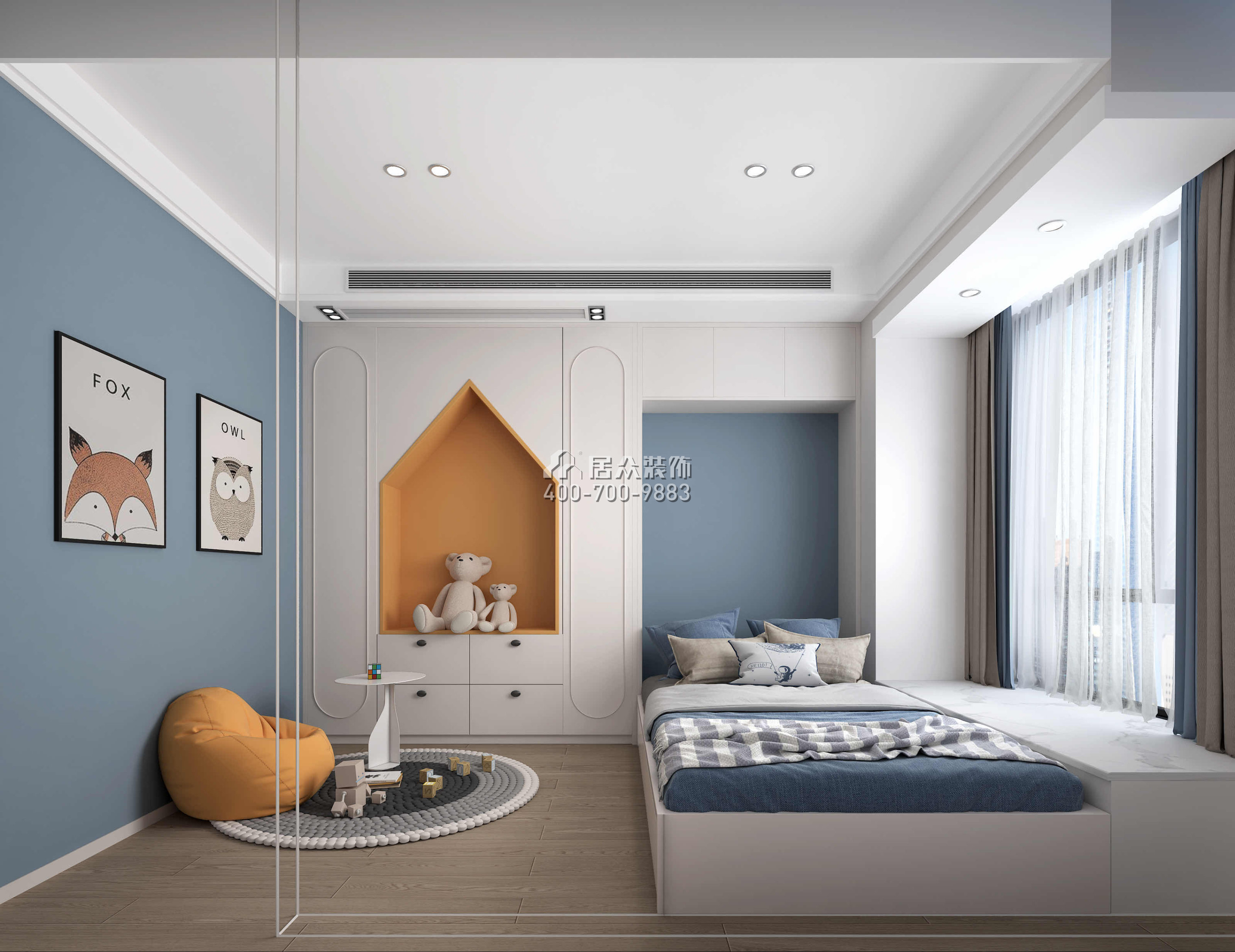 壹方中心175平方米现代简约风格平层户型卧室kok电竞平台效果图
