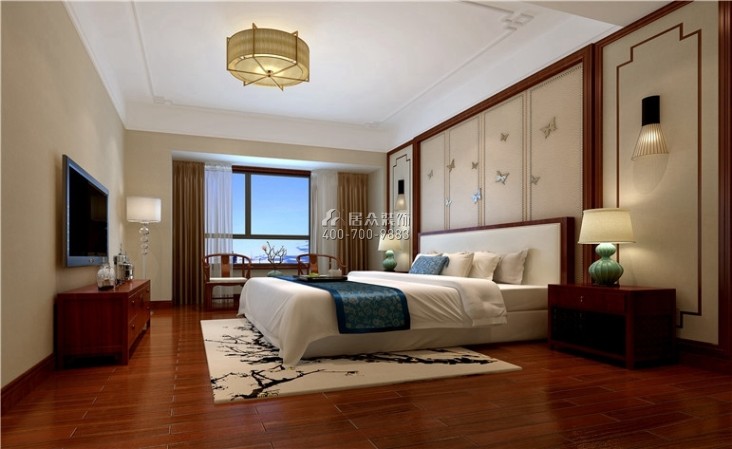 水岸豪门207平方米中式风格复式户型卧室装修效果图