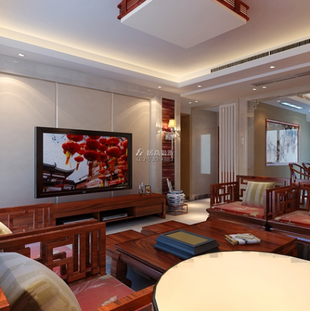 天湖郦都140平方米中式风格平层户型客厅装修效果图