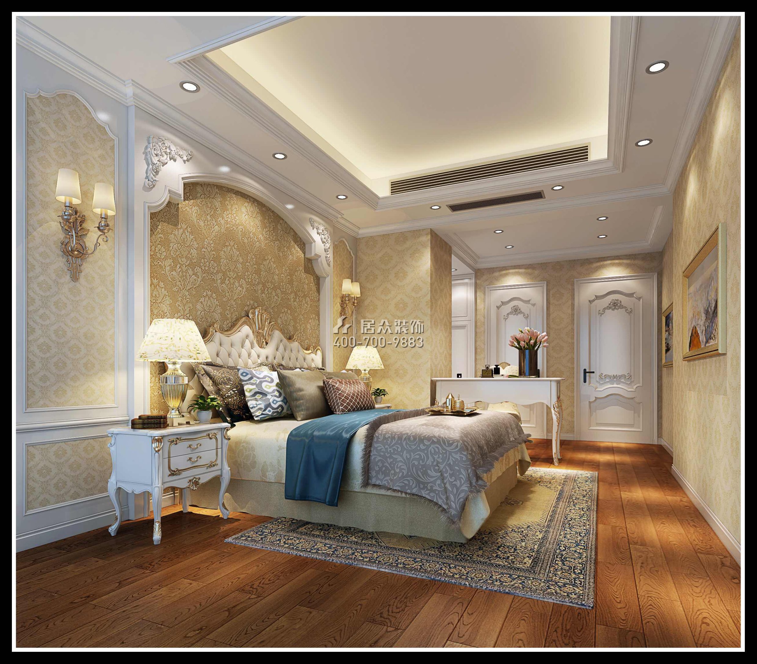 勤诚达140平方米欧式风格平层户型卧室装修效果图