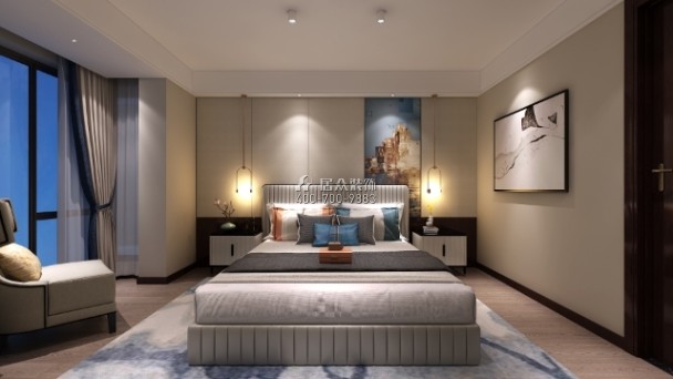 泓鑫城市花园180平方米中式风格平层户型卧室装修效果图