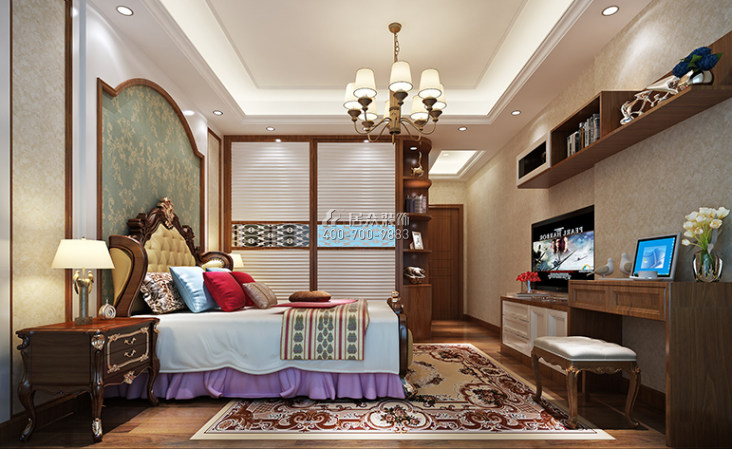 依云曦城120平方米美式风格平层户型卧室装修效果图