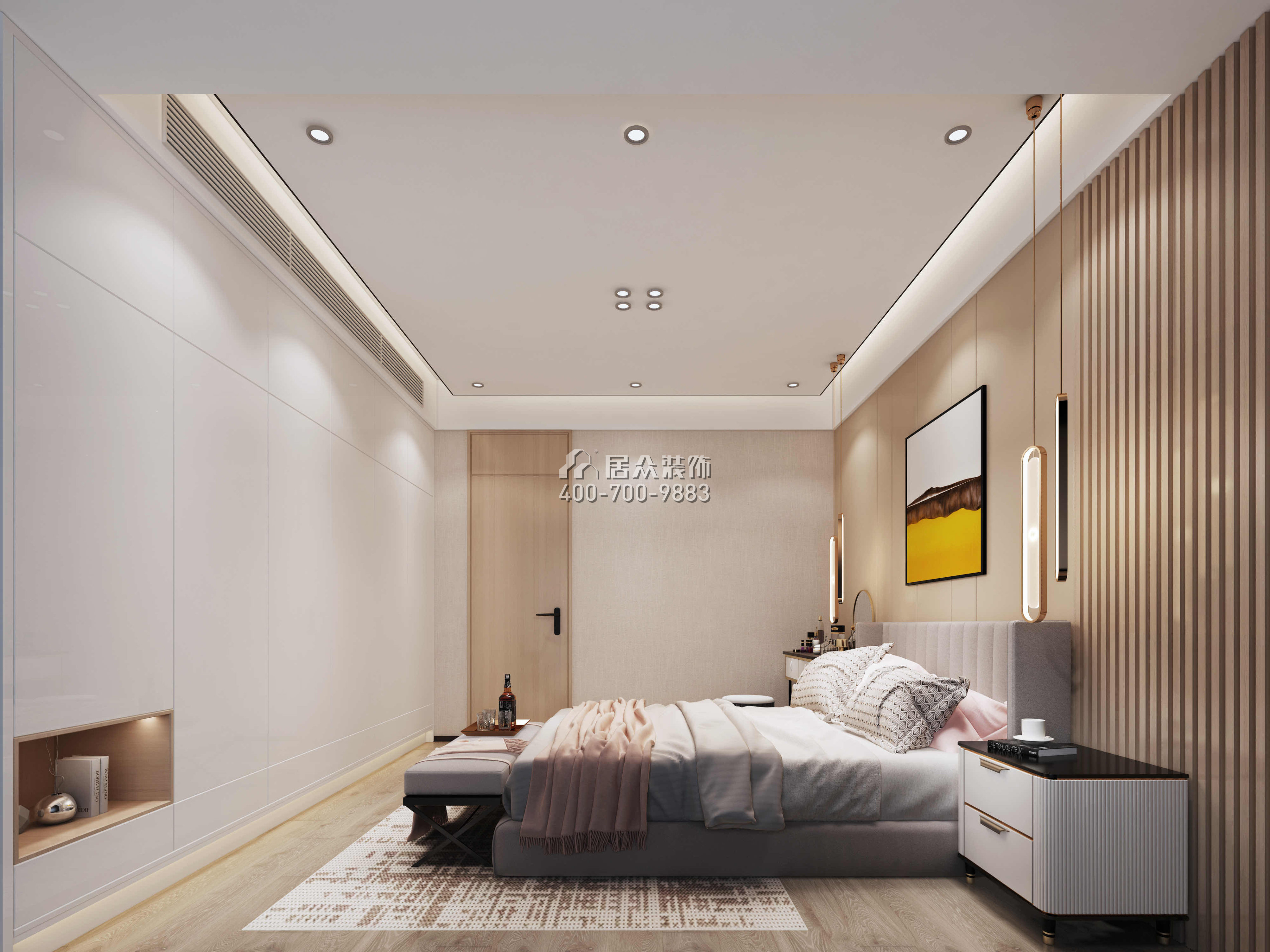 中洲華府158平方米中式風格平層戶型臥室裝修效果圖
