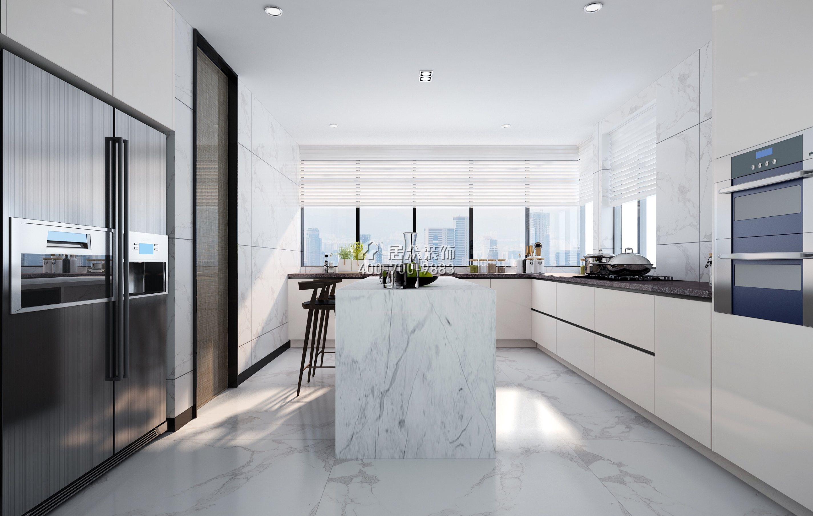卓越维港北区230平方米现代简约风格平层户型厨房装修效果图