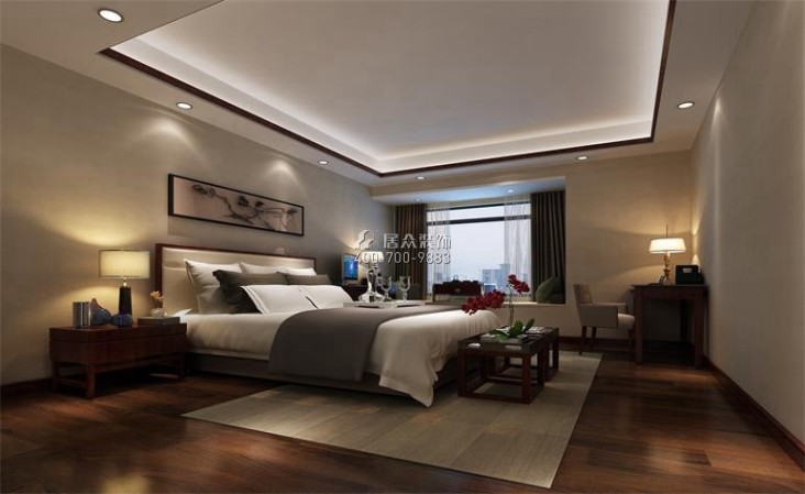 锦绣山河213平方米中式风格平层户型卧室装修效果图