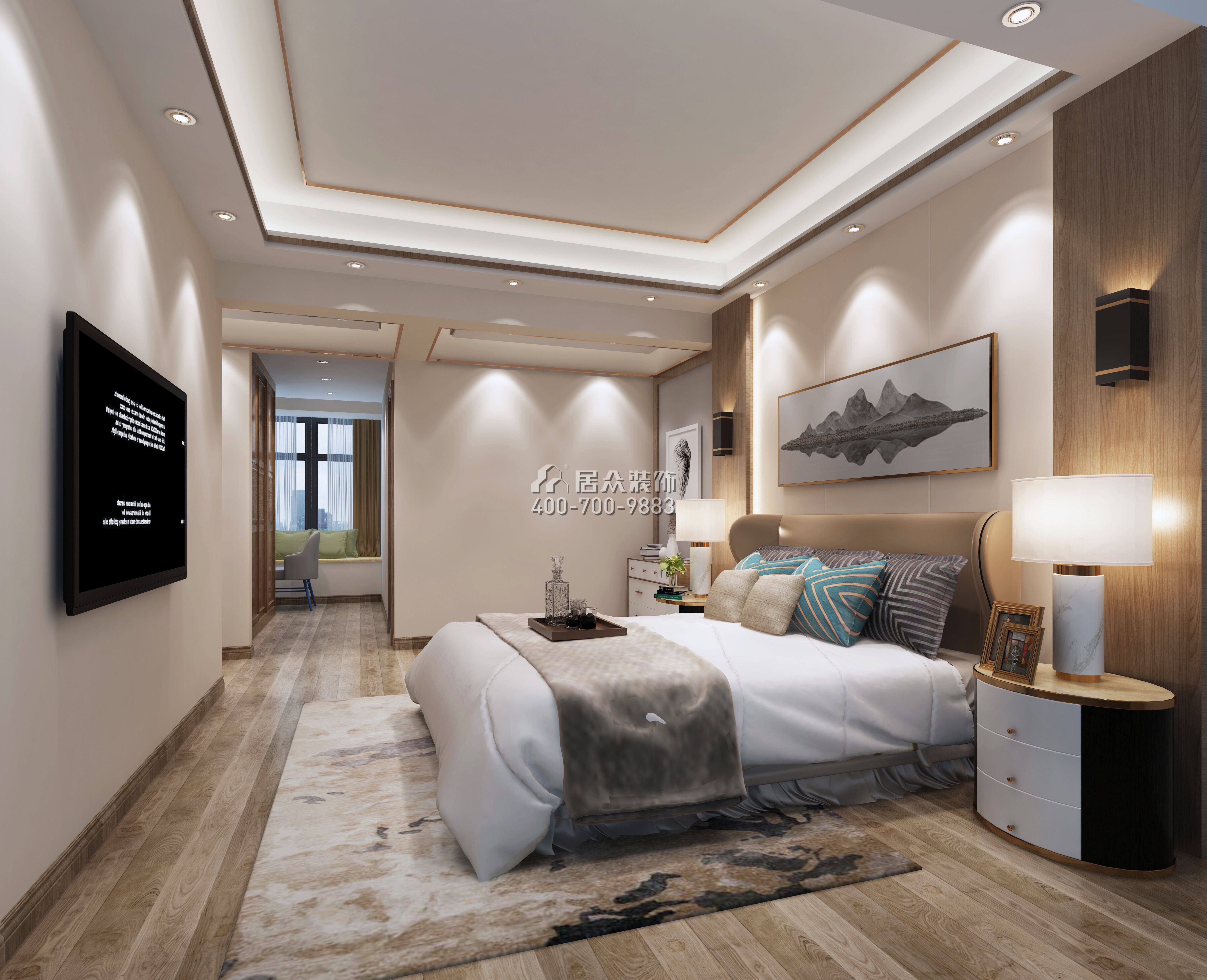 君临世纪150平方米现代简约风格平层户型卧室装修效果图