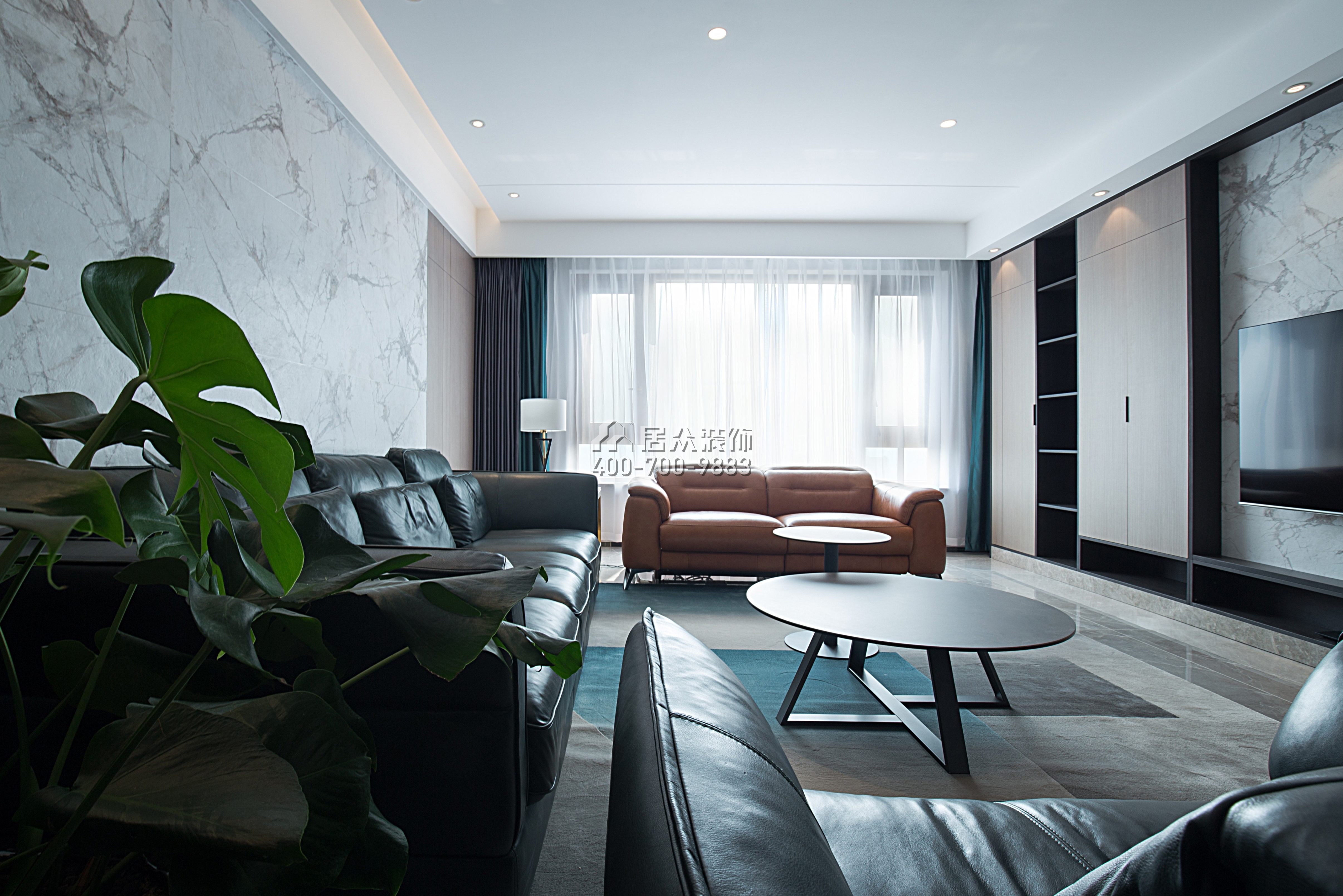 中泰財富湘江200平方米現代簡約風格平層戶型客廳裝修效果圖