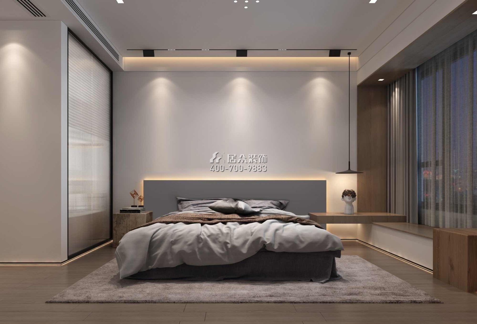 翠湖香山別苑280平方米現代簡約風格復式戶型臥室裝修效果圖