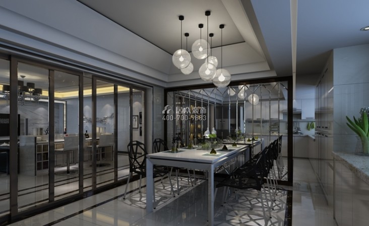 紫园130平方米现代简约风格平层户型餐厅装修效果图