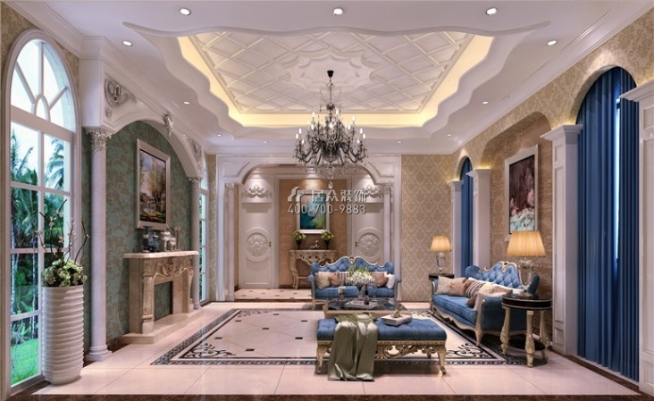 康泽苑170平方米新古典风格平层户型客厅装修效果图