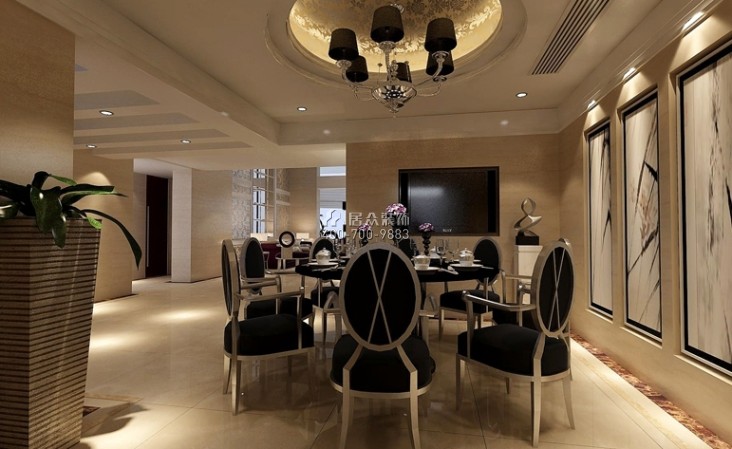 龙湾国际190平方米现代简约风格复式户型餐厅装修效果图