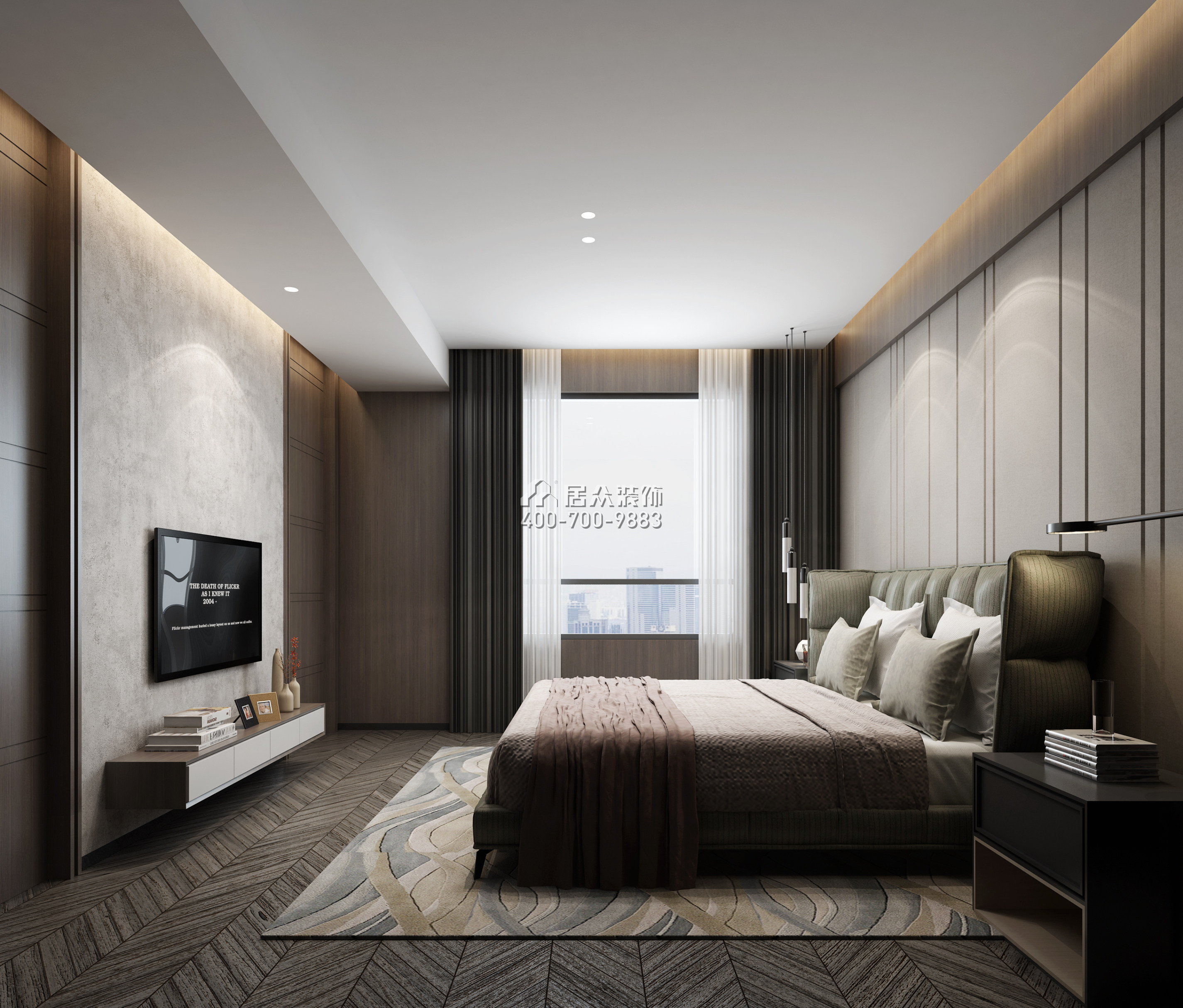 天骄峰景226平方米现代简约风格平层户型卧室装修效果图