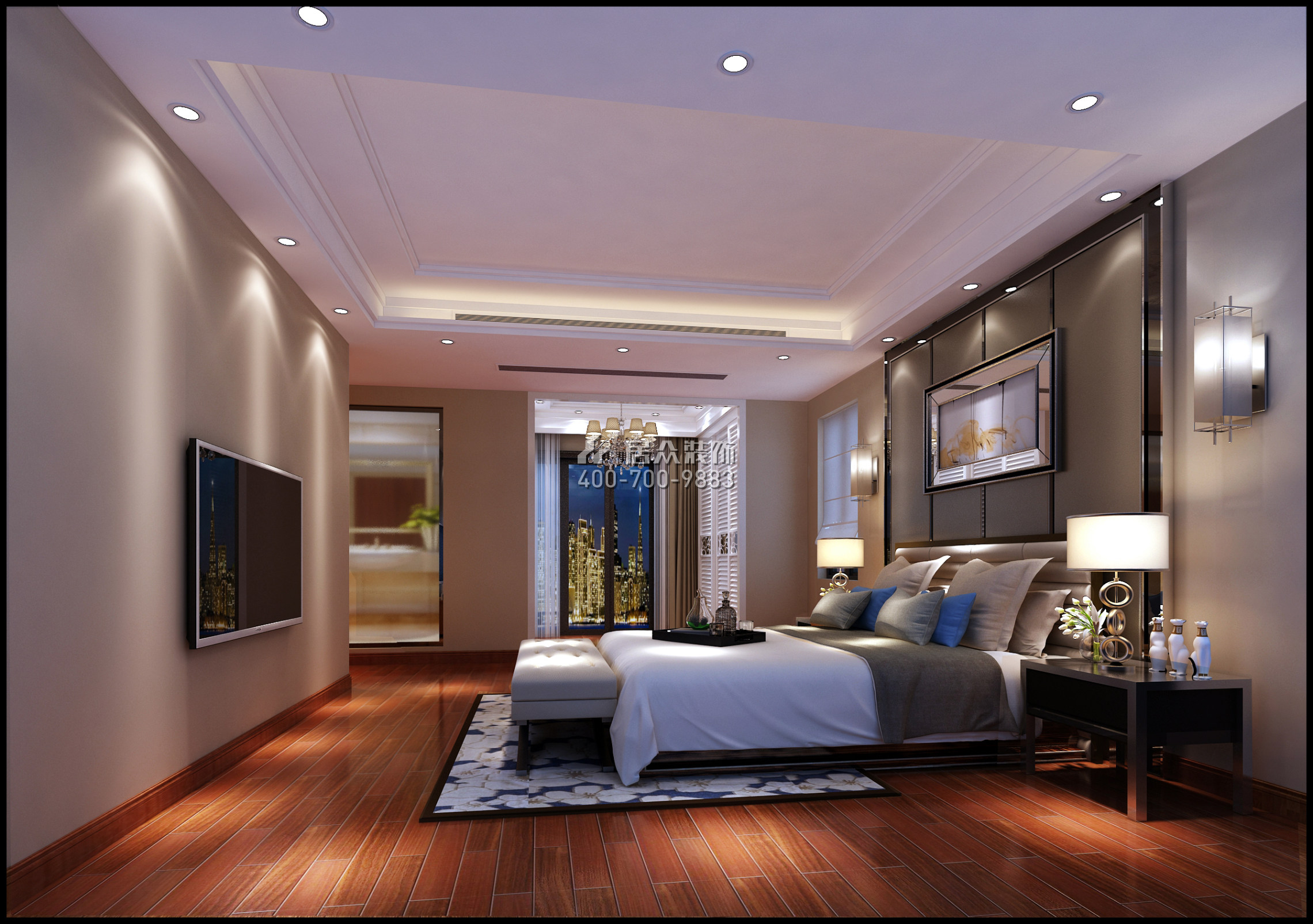 西荟城89平方米现代简约风格平层户型卧室装修效果图