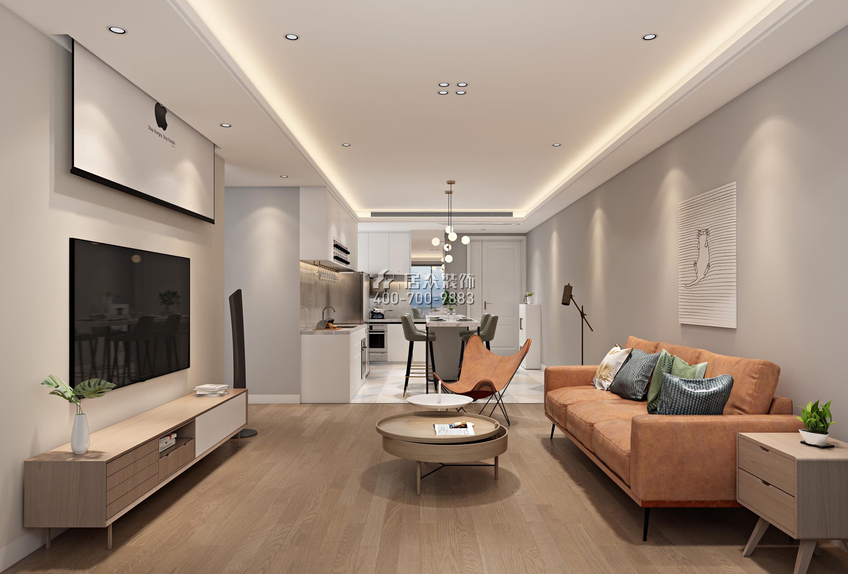 華強城83平方米北歐風格平層戶型客廳裝修效果圖