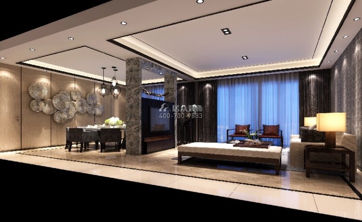 海公馆160平方米中式风格平层户型客厅装修效果图