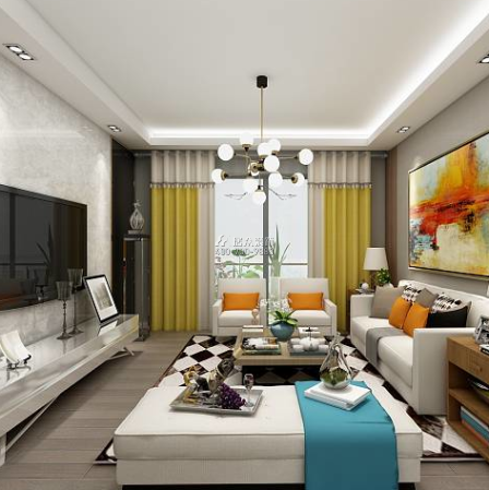 太阳新城58平方米现代简约风格平层户型客厅装修效果图
