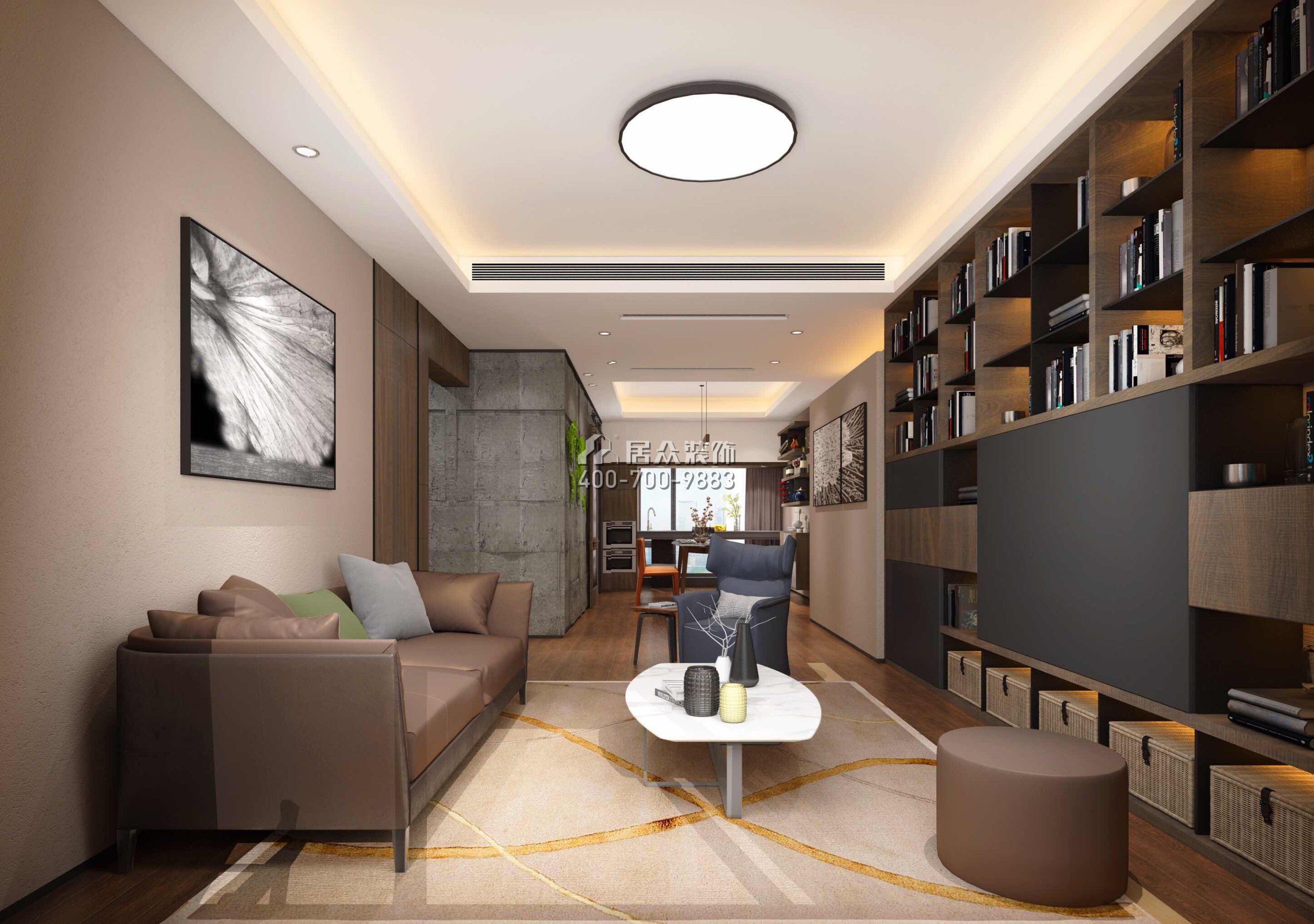前海港灣140平方米現代簡約風格平層戶型客廳裝修效果圖