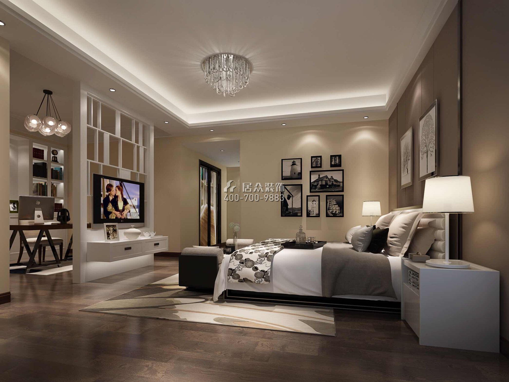 碧桂園220平方米現代簡約風格平層戶型臥室裝修效果圖