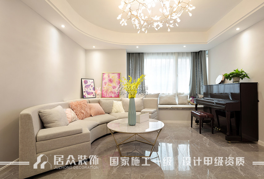 观澜时代97平方米现代简约风格平层户型客厅（中国）科技有限公司官网效果图