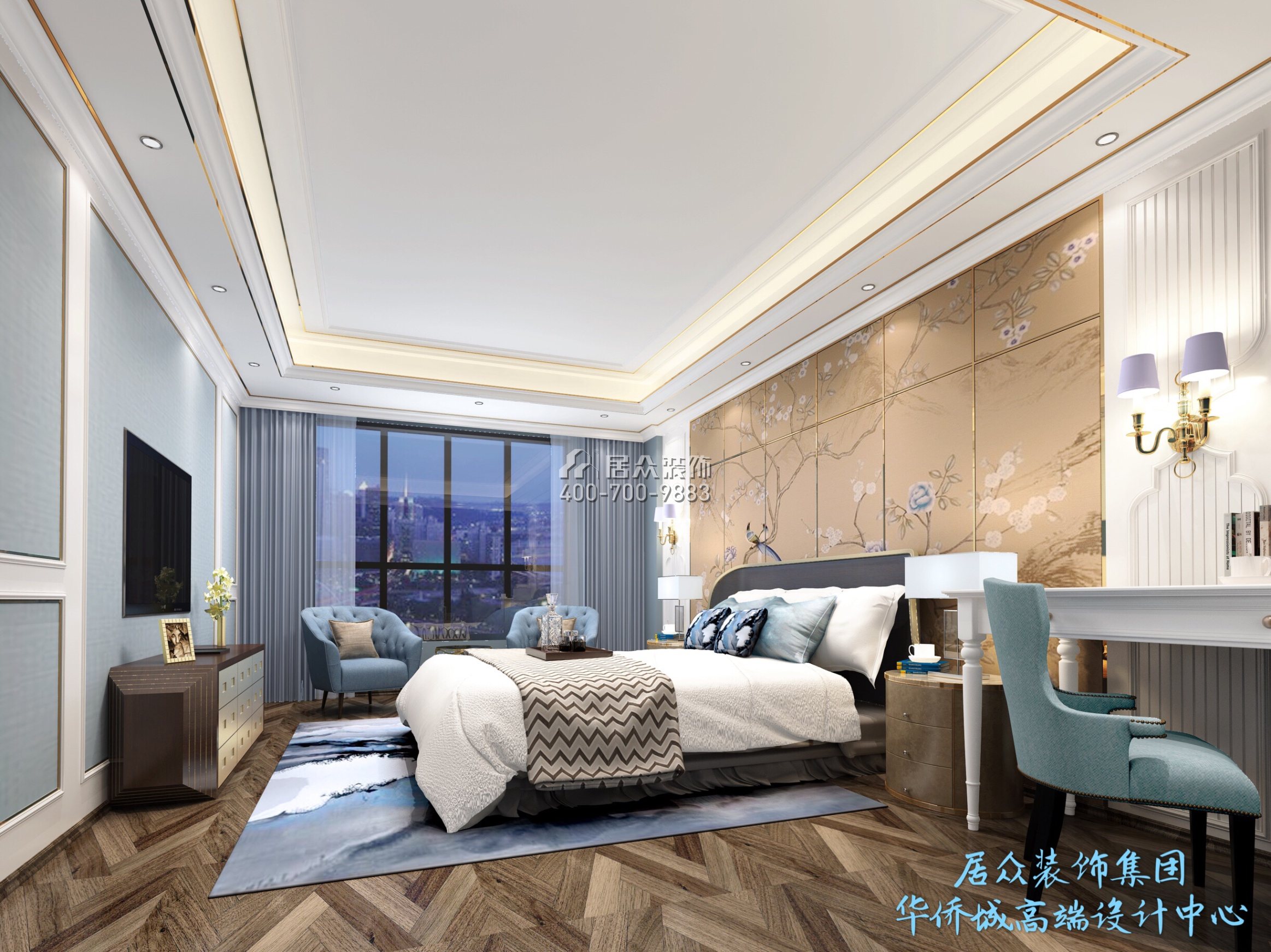 香蜜湖九号大院220平方米欧式风格平层户型卧室装修效果图