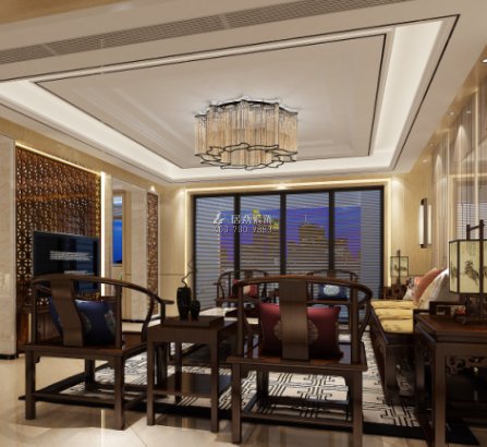 海航城134平方米中式风格平层户型客厅装修效果图