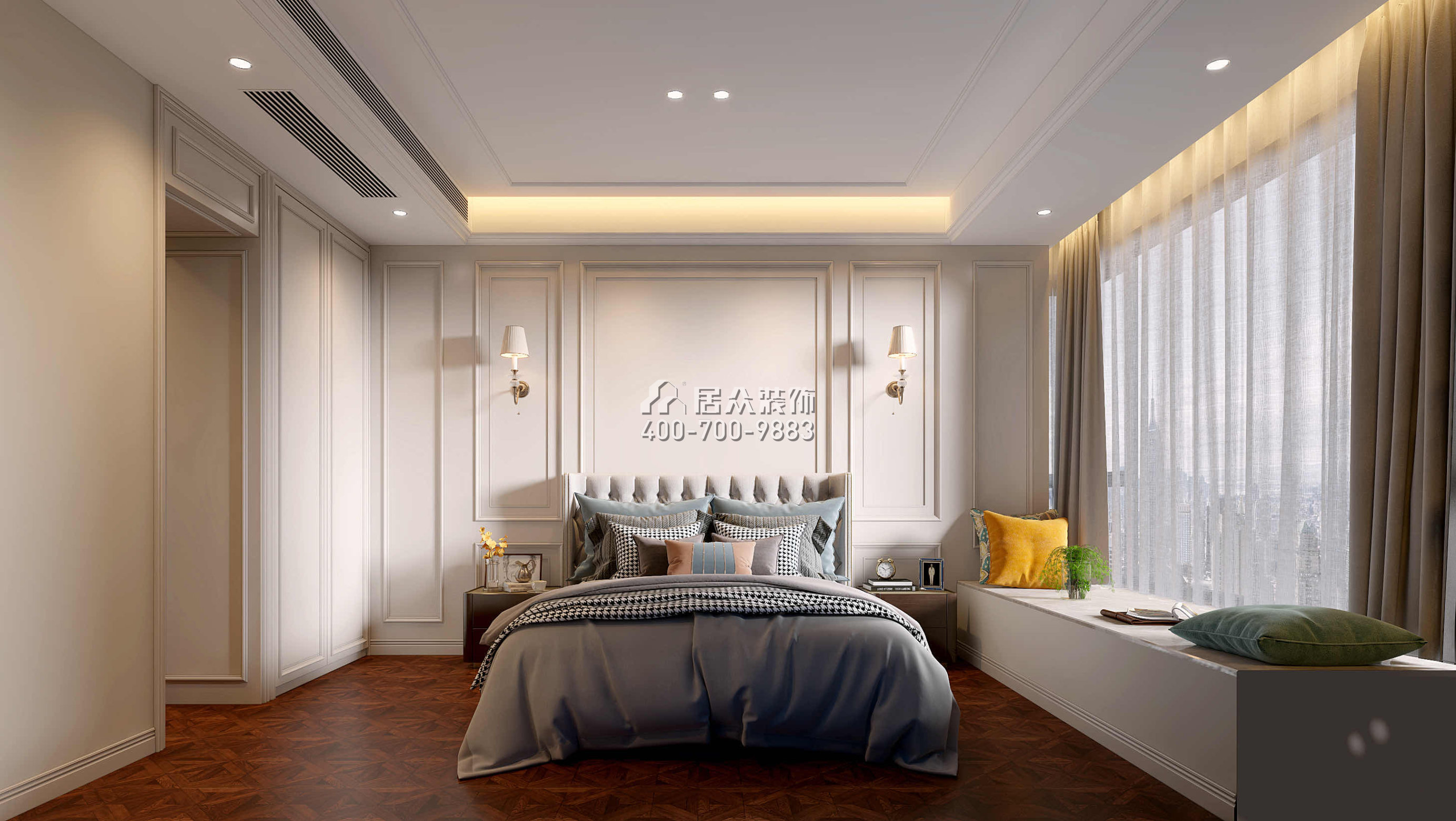 天健天骄南苑160平方米美式风格平层户型卧室装修效果图